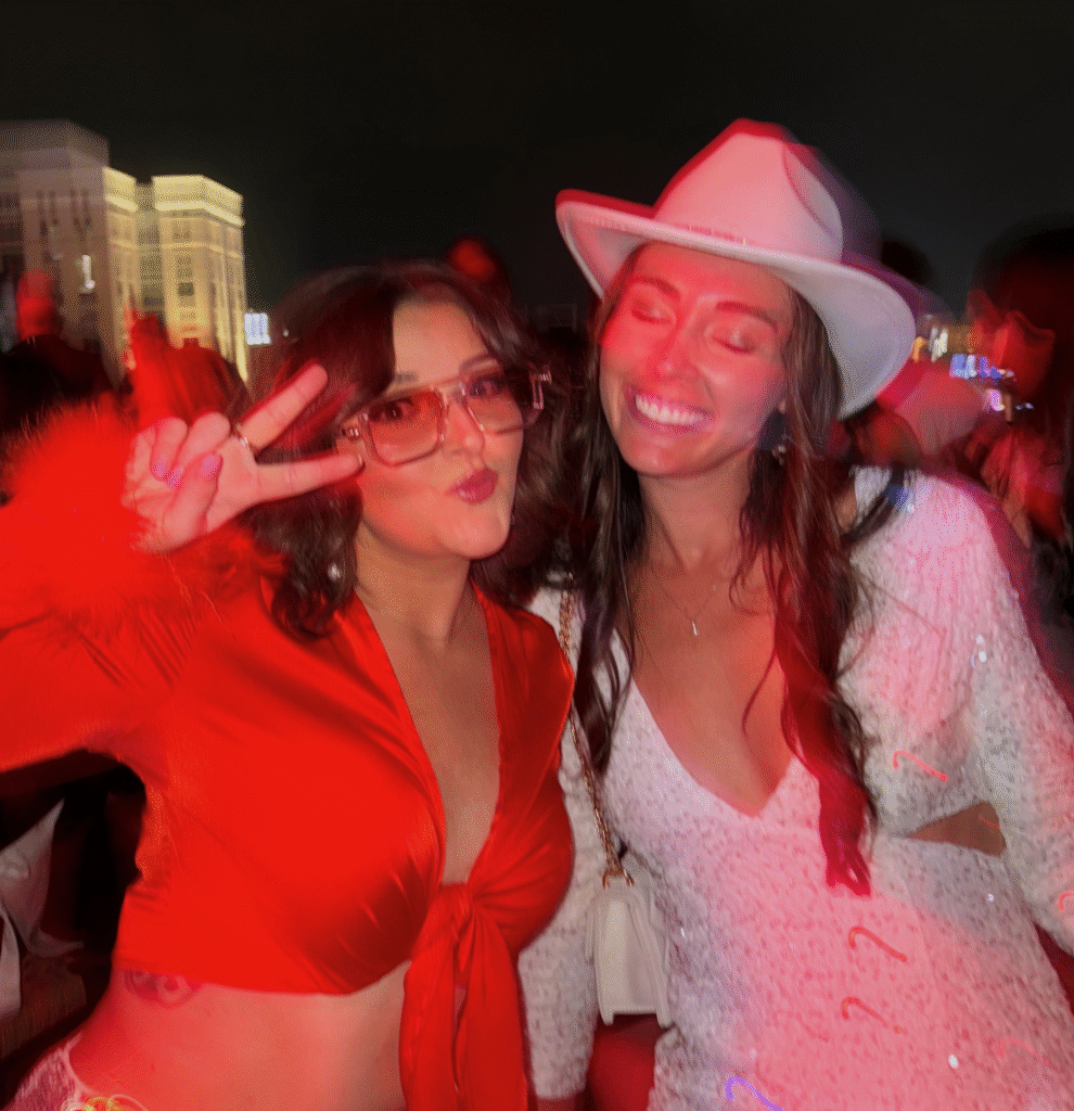 Best friends taking a pic during a Halloween party.