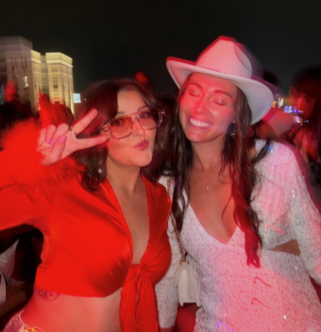 Best friends taking a pic during a Halloween party.