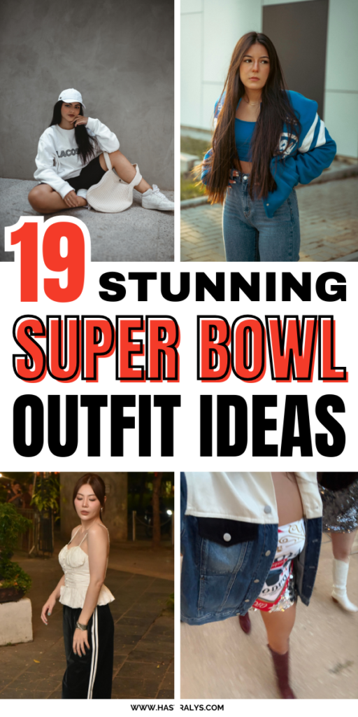 Pinterest pin for 19 Stunning Super Bowl Outfit Ideas To Have Fun.