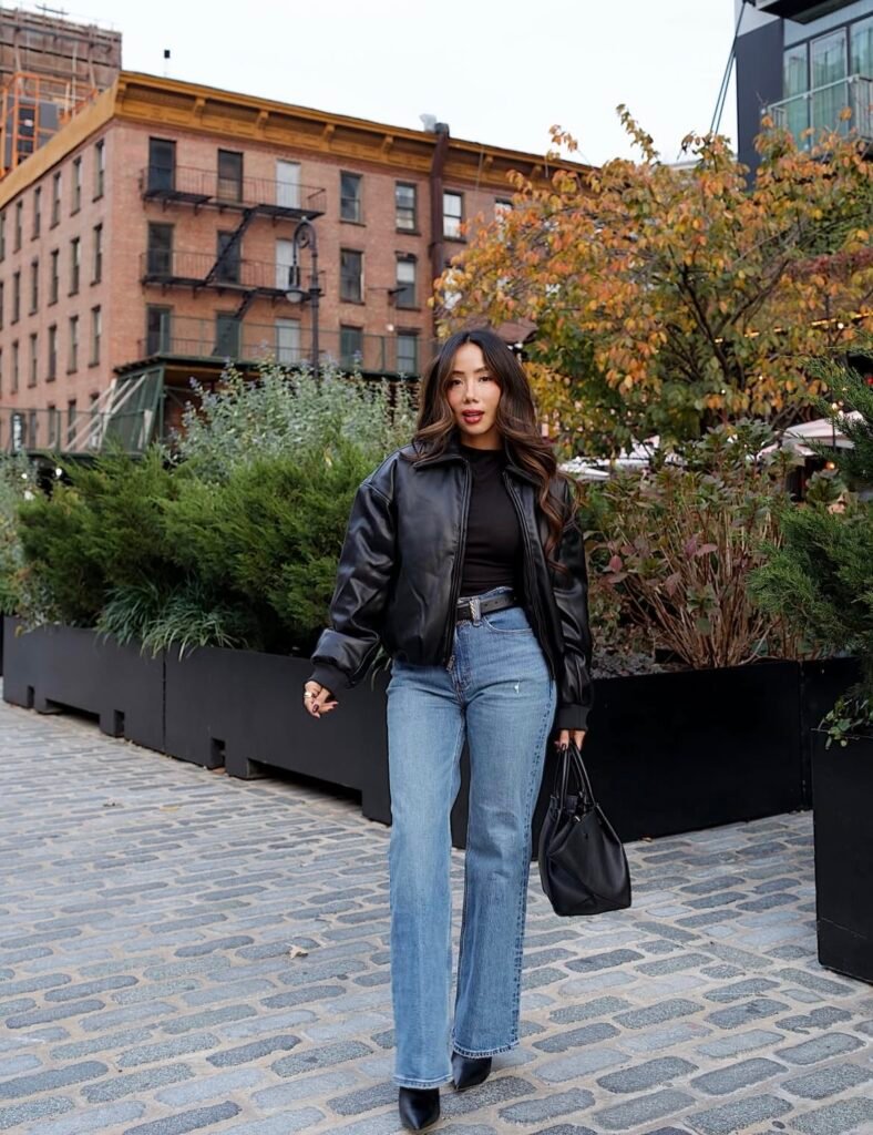A denim work outfit.
