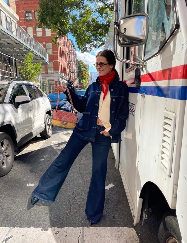 A denim jacket outfit.