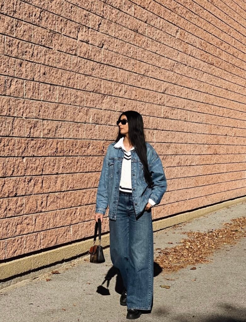 A denim jacket outfit.