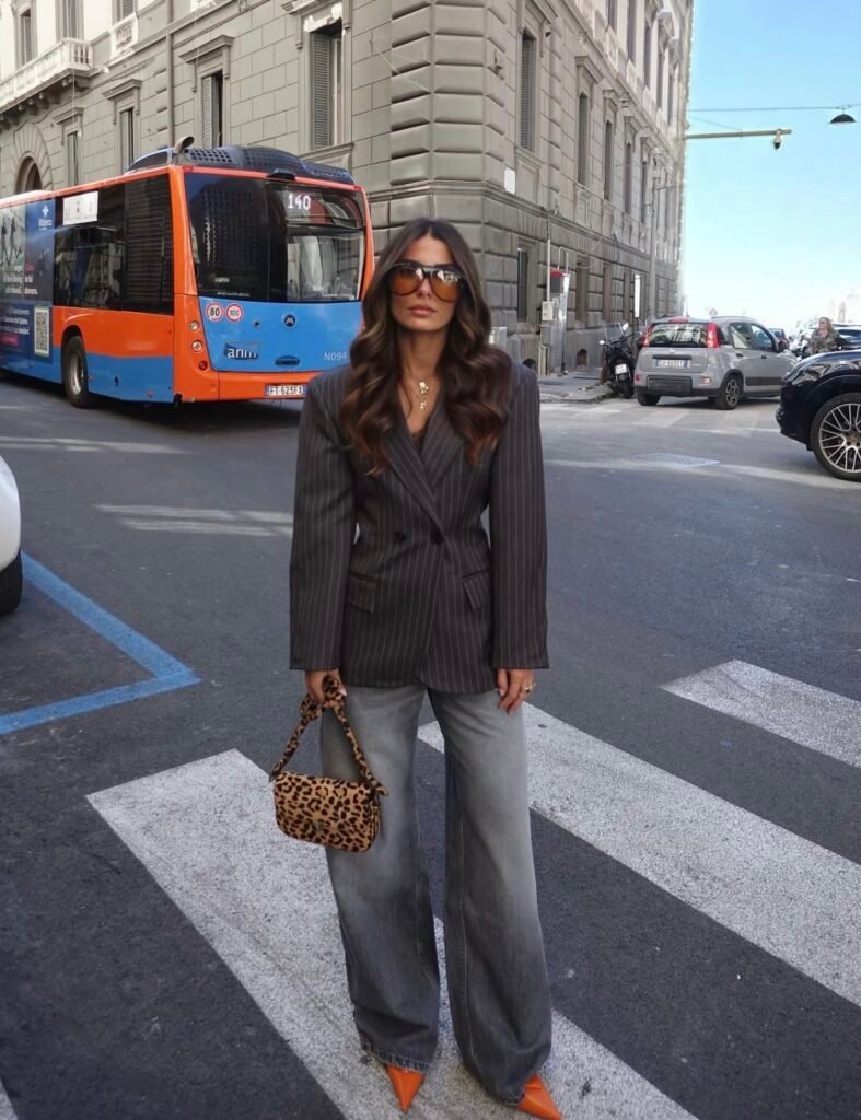 A denim work outfit.