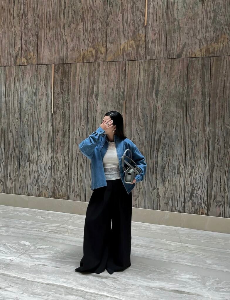 A denim jacket outfit.