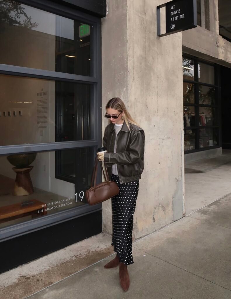 A casual rainy day outfit.