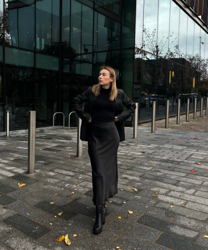 A long skirt outfit.