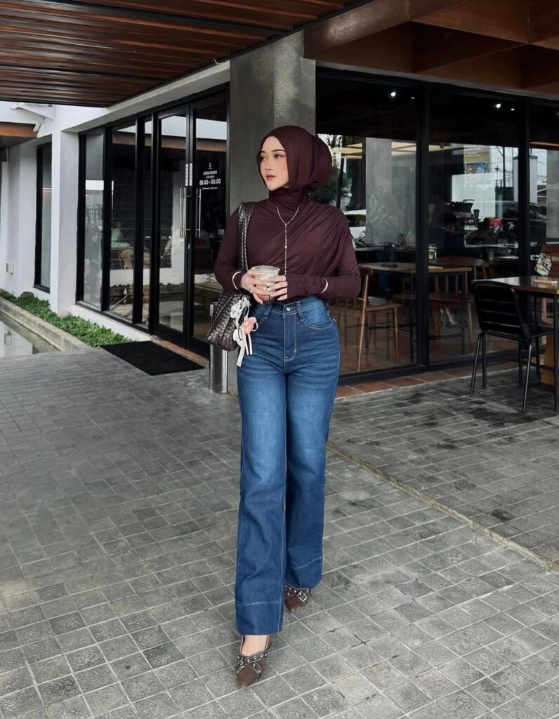 A denim work outfit.