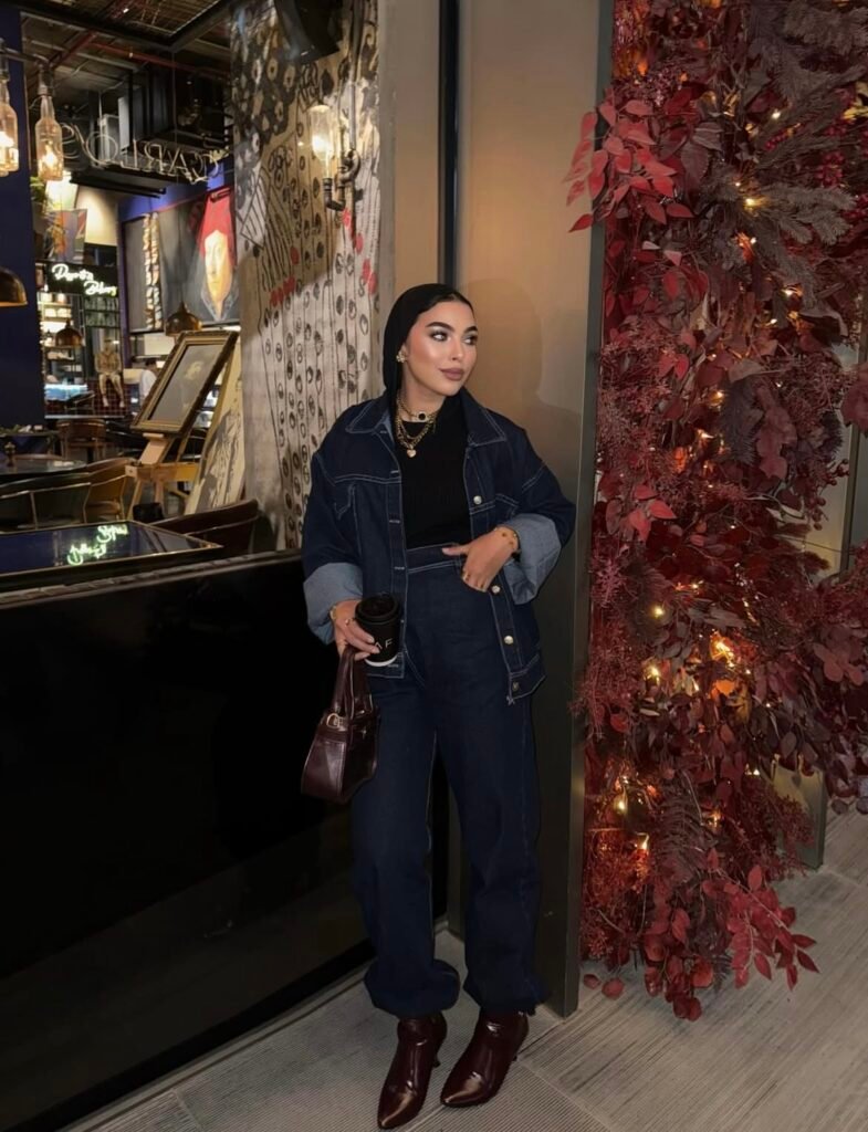 A denim jacket outfit.