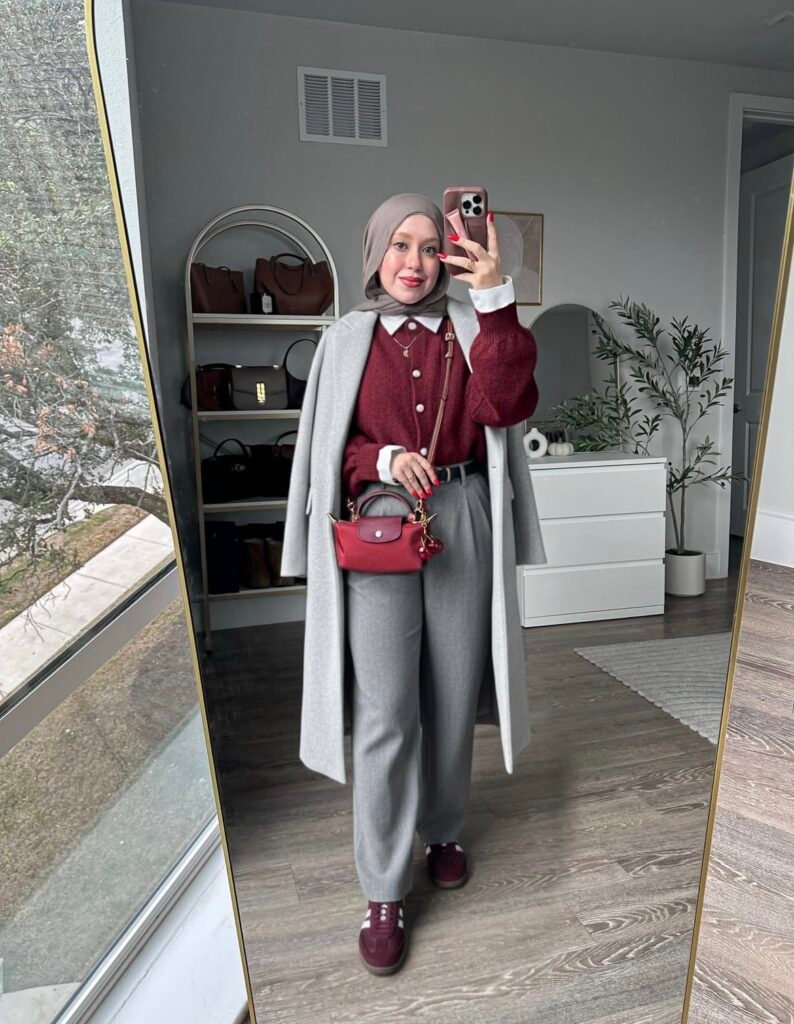 A casual rainy day outfit.