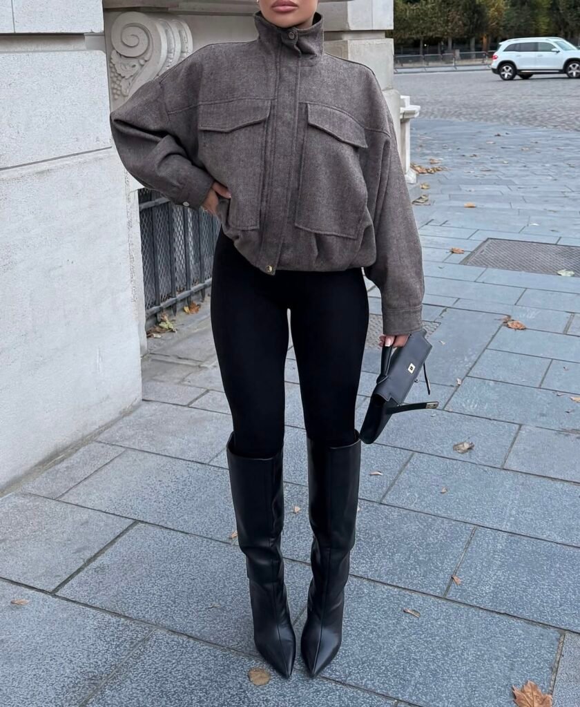 A denim work outfit.