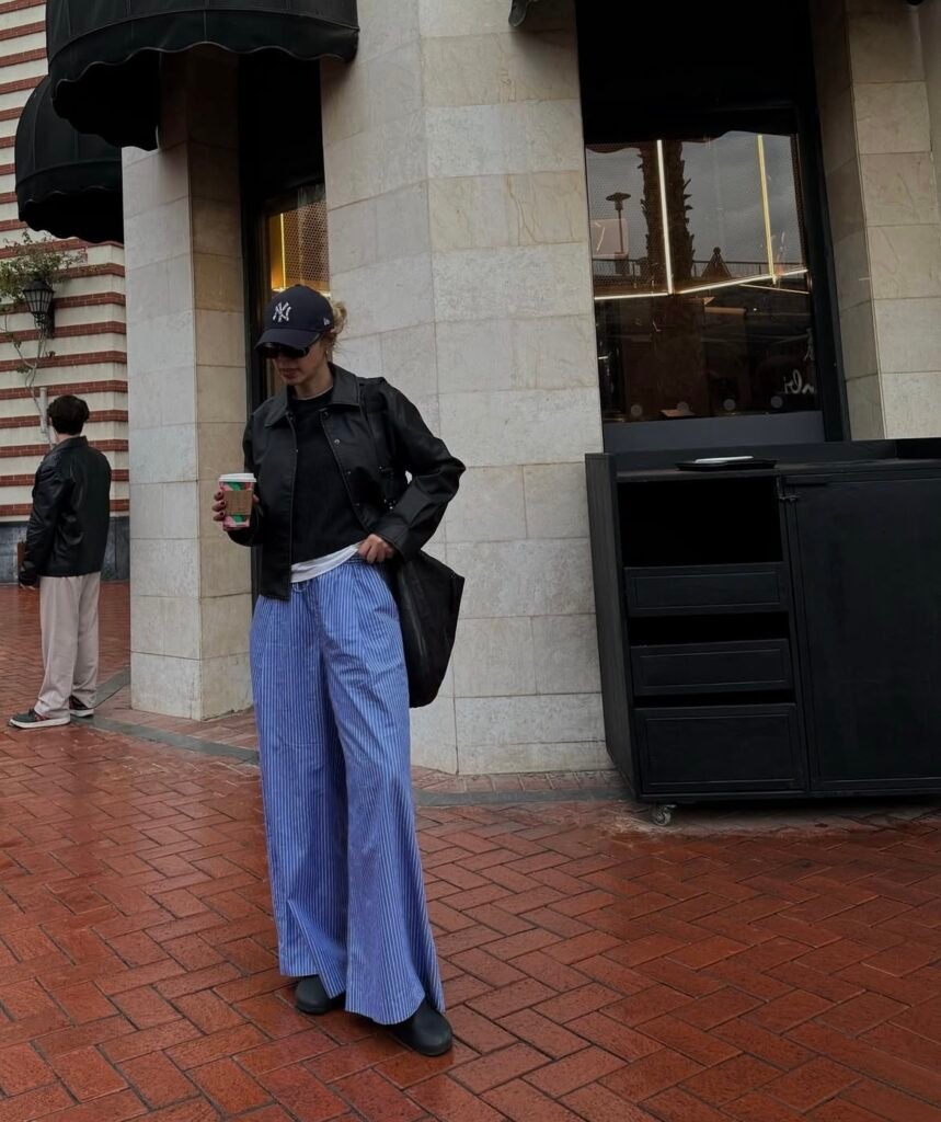 A casual rainy day outfit.