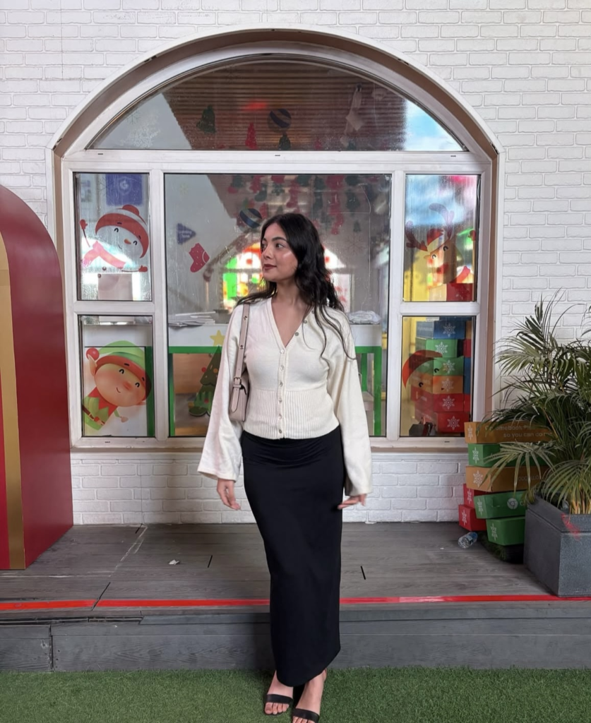 A long skirt outfit.