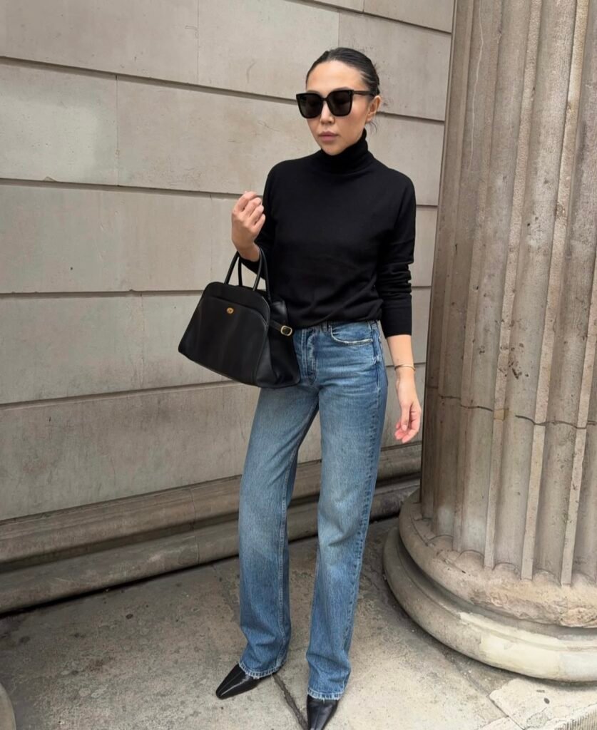 A denim work outfit.