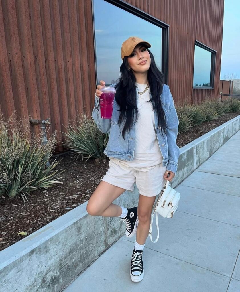 A denim jacket outfit.