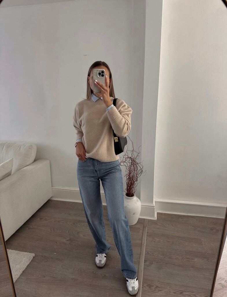 A denim work outfit.