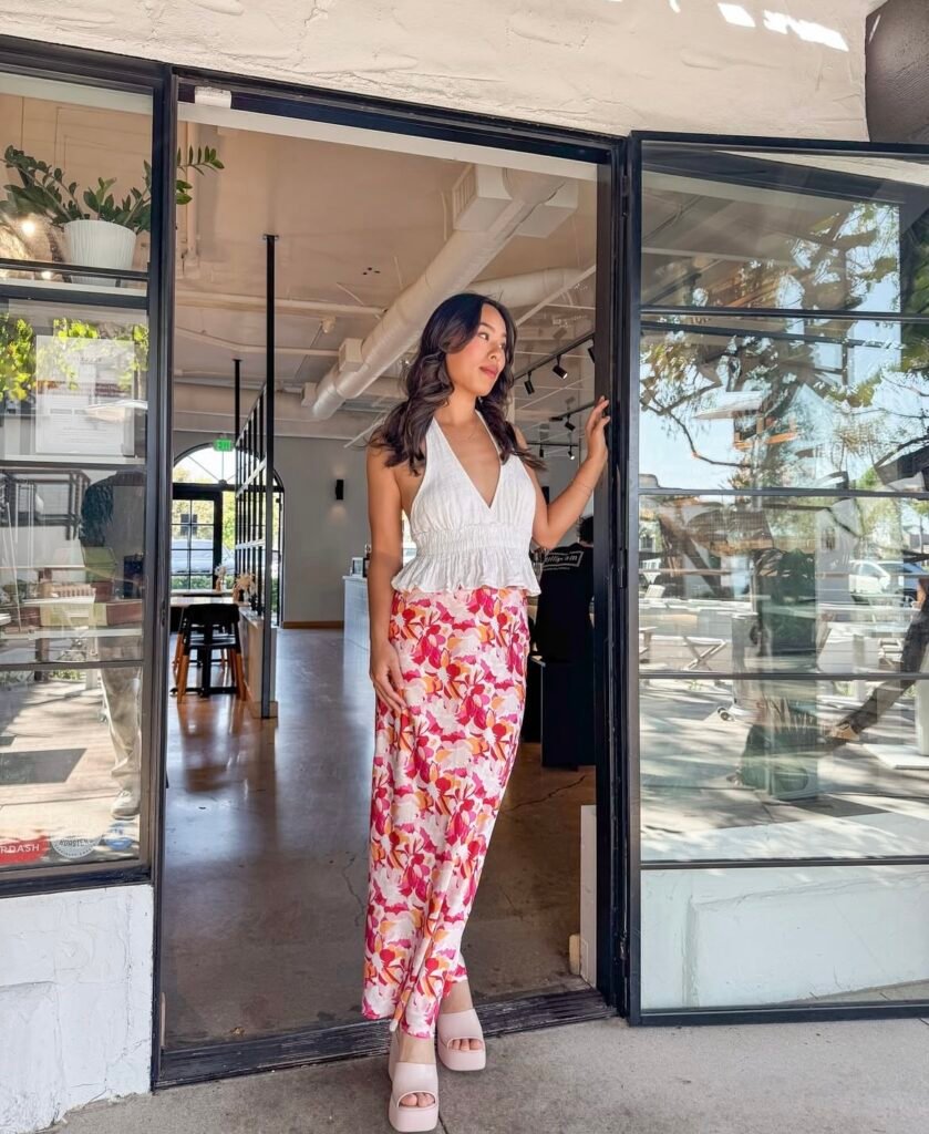 A long skirt outfit.