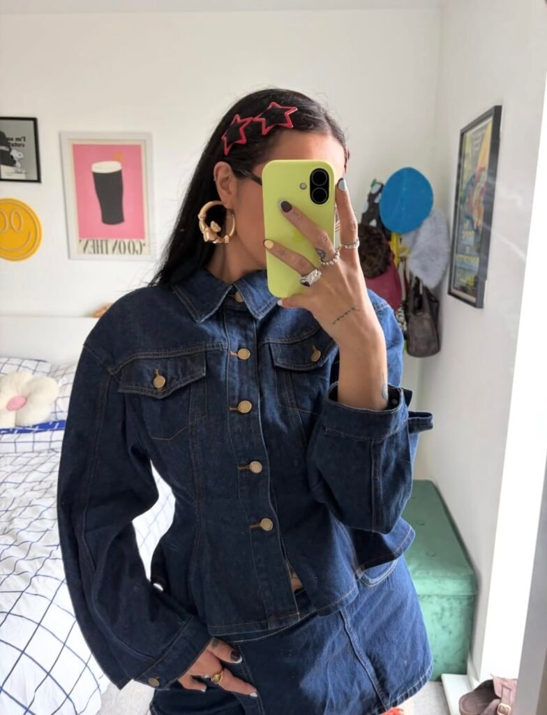A denim jacket outfit.