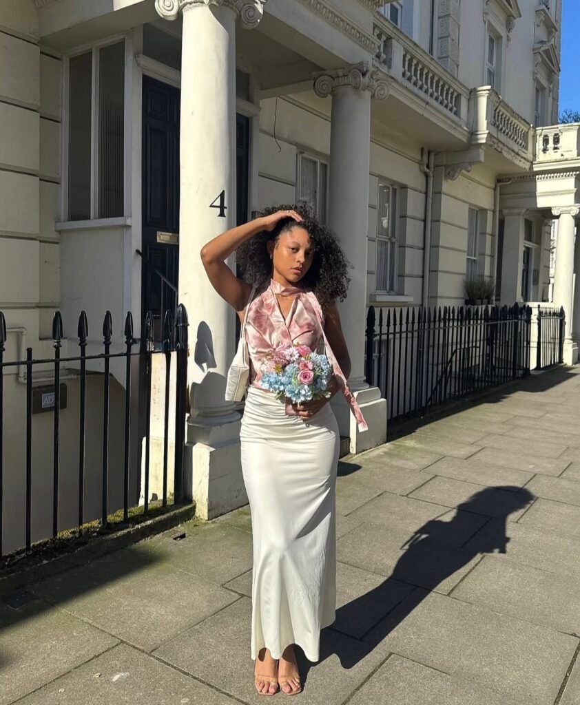 A long skirt outfit.