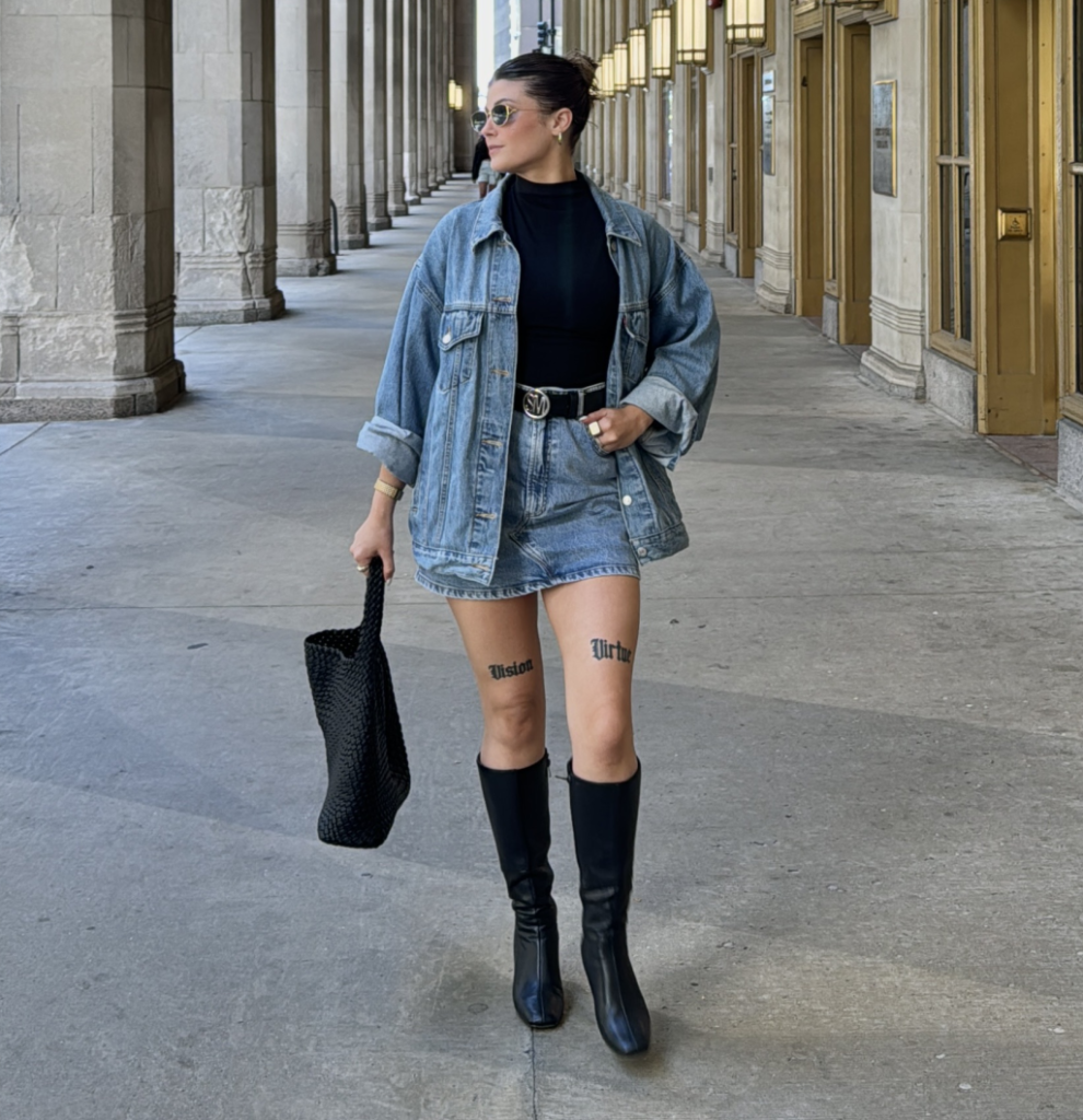 A denim jacket outfit.
