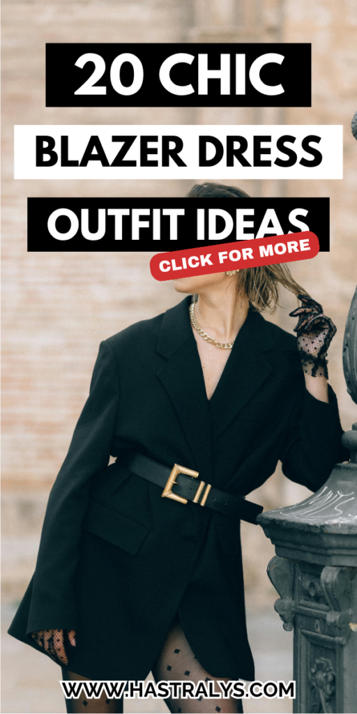 Pinterest pin for 20 Chic Blazer Dress Outfit Ideas To Look Like A Business Woman.