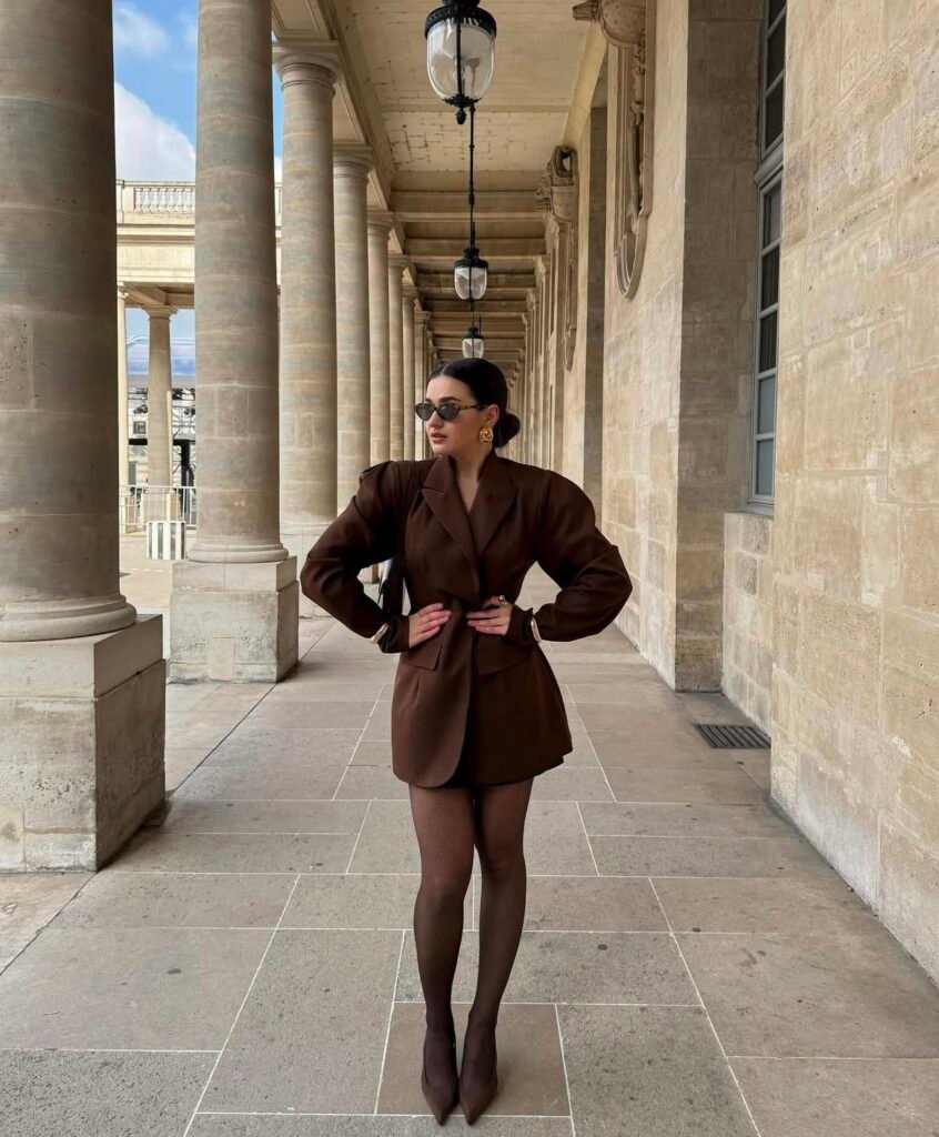 A blazer dress outfit.