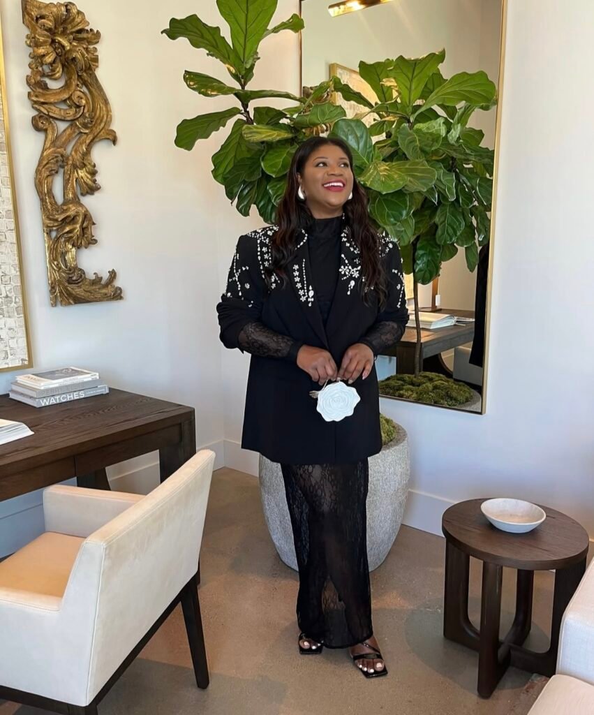 A blazer dress outfit.