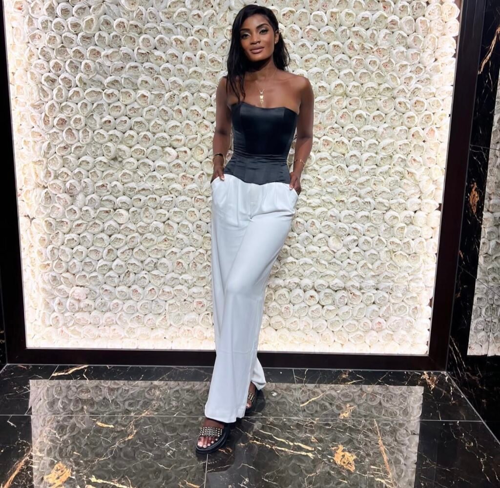 A black corset outfit.