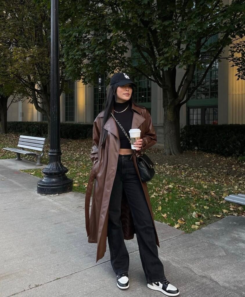 An outfit with black jeans.