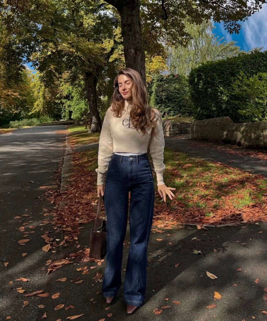 A jeans and heels outfit.