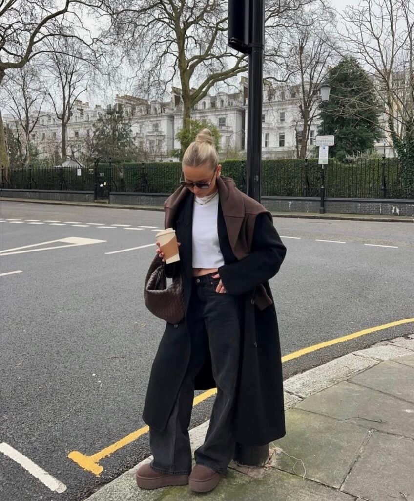 An outfit with black jeans.