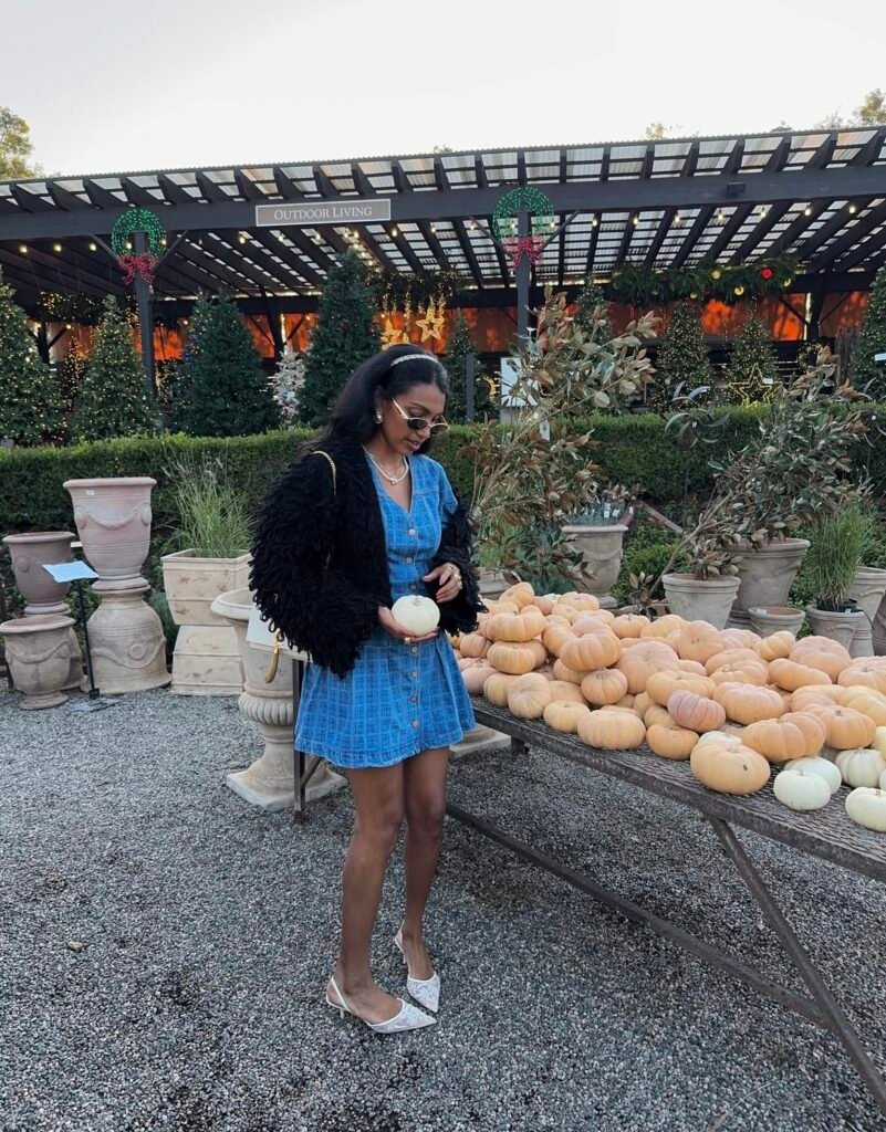 A denim dress outfit.