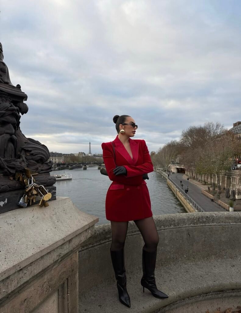 A blazer dress outfit.