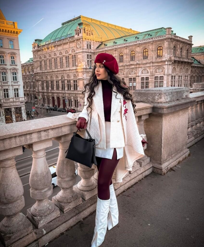 A white blazer outfit.