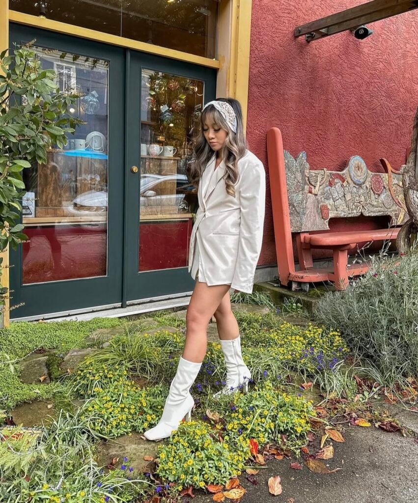 A blazer dress outfit.