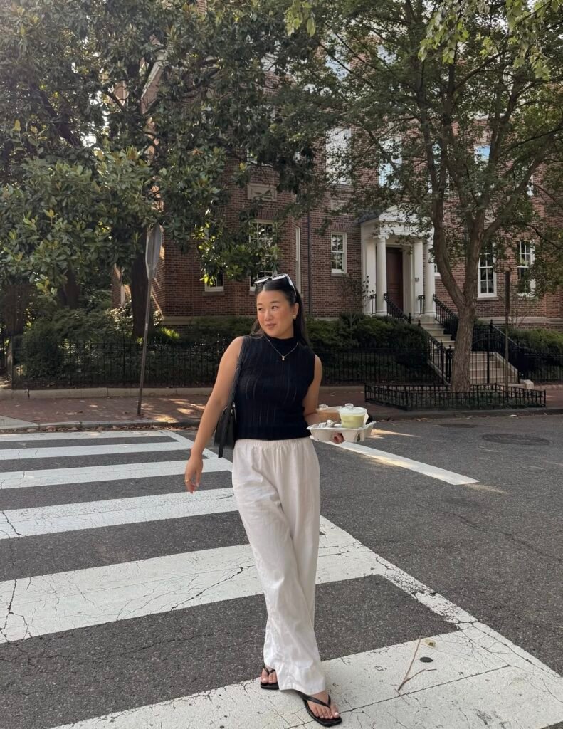 A linen pants outfit.