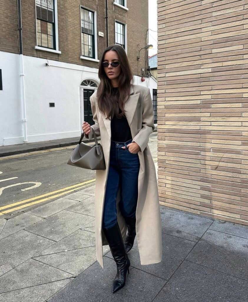 A jeans and heels outfit.