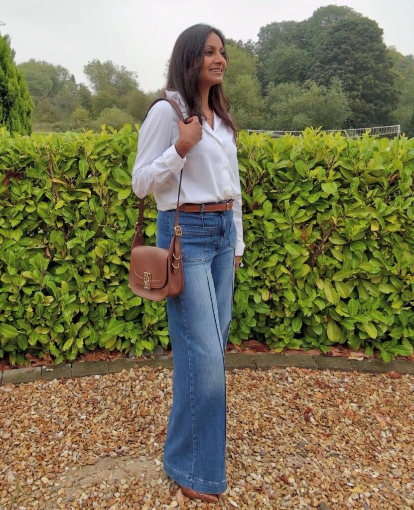 A jeans and heels outfit.