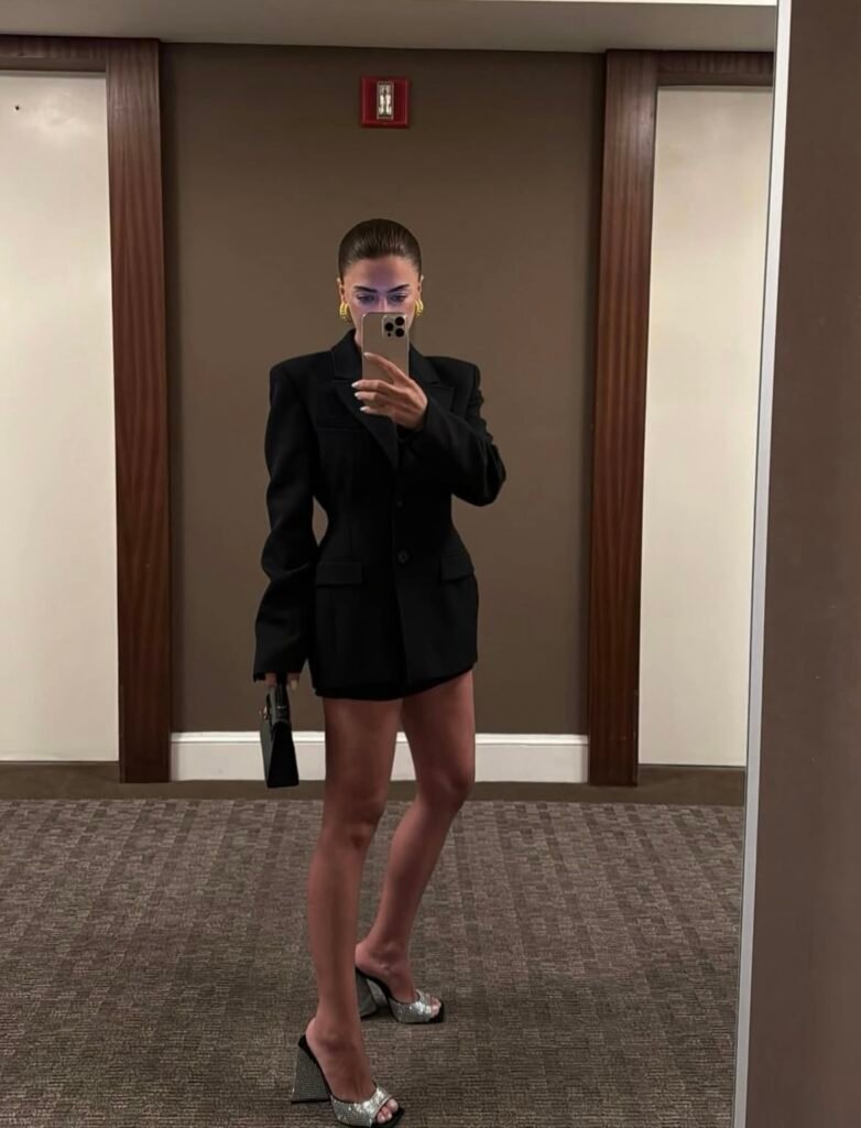 A blazer dress outfit.