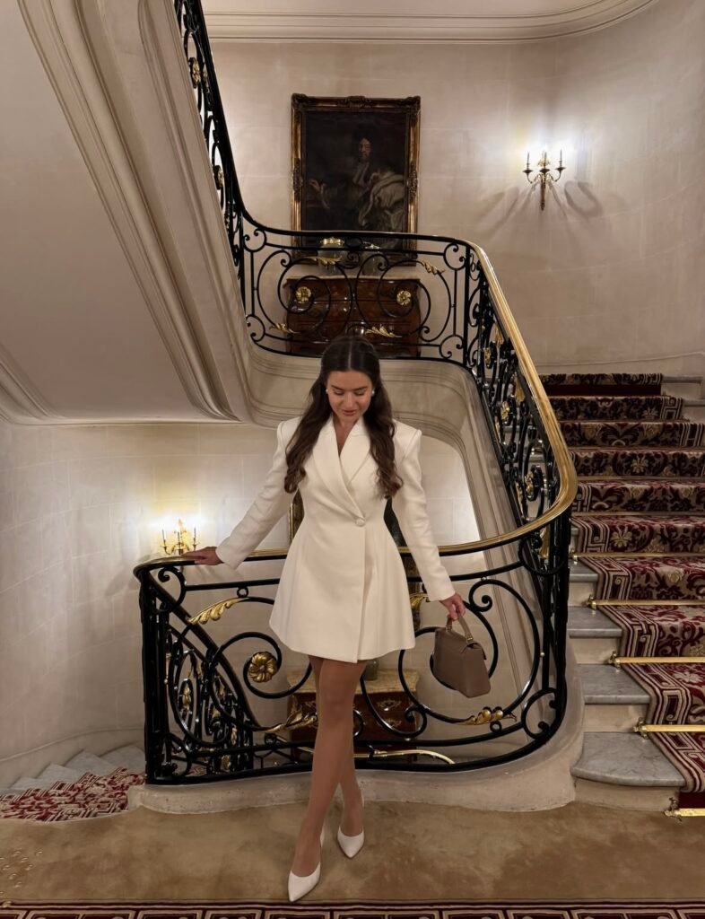 A blazer dress outfit.