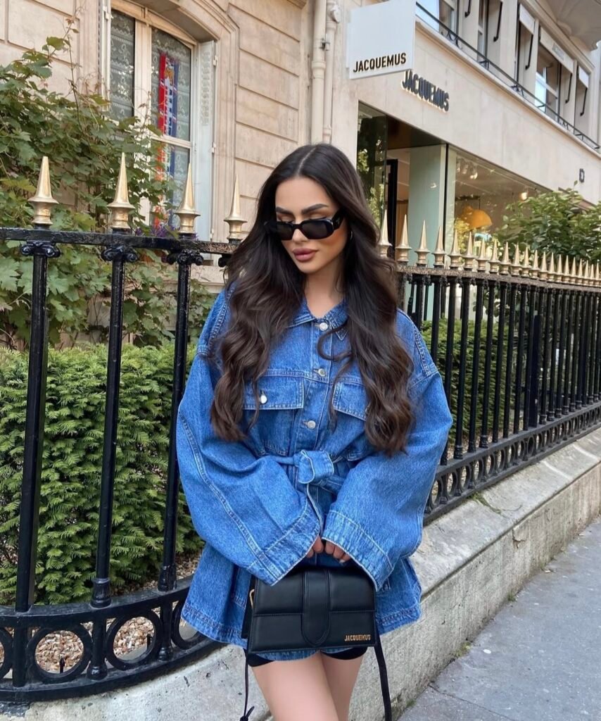 A denim dress outfit.