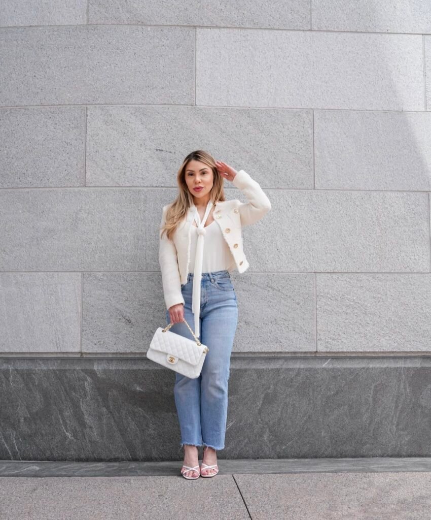 A jeans and heels outfit.