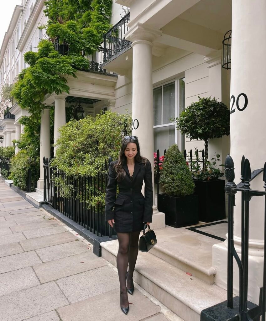 A blazer dress outfit.