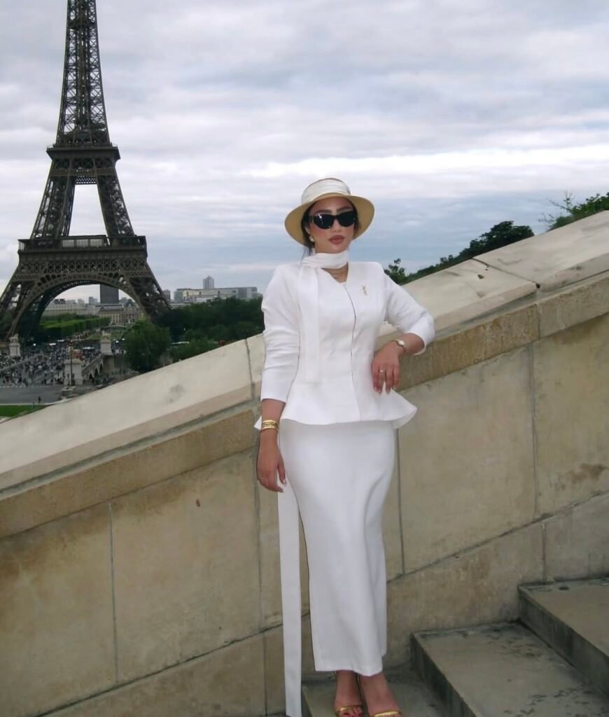 A white blazer outfit.