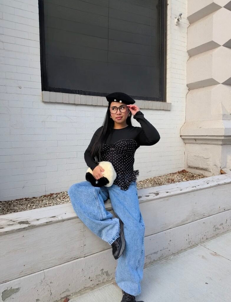 A black corset outfit.