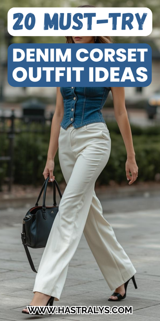 Pinterest pin for 20 Must-Try Denim Corset Outfit Ideas That Always Look Stylish.