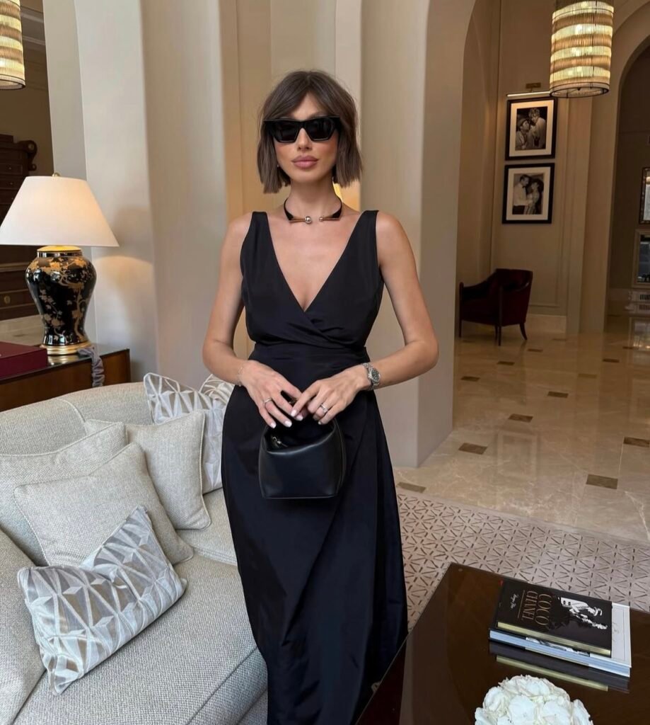 A black dress outfit.