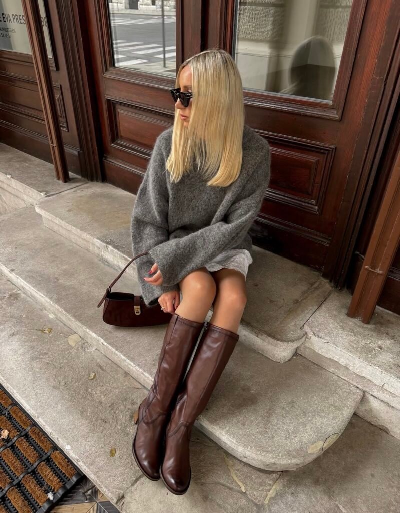 An outfit with knee-high boots.