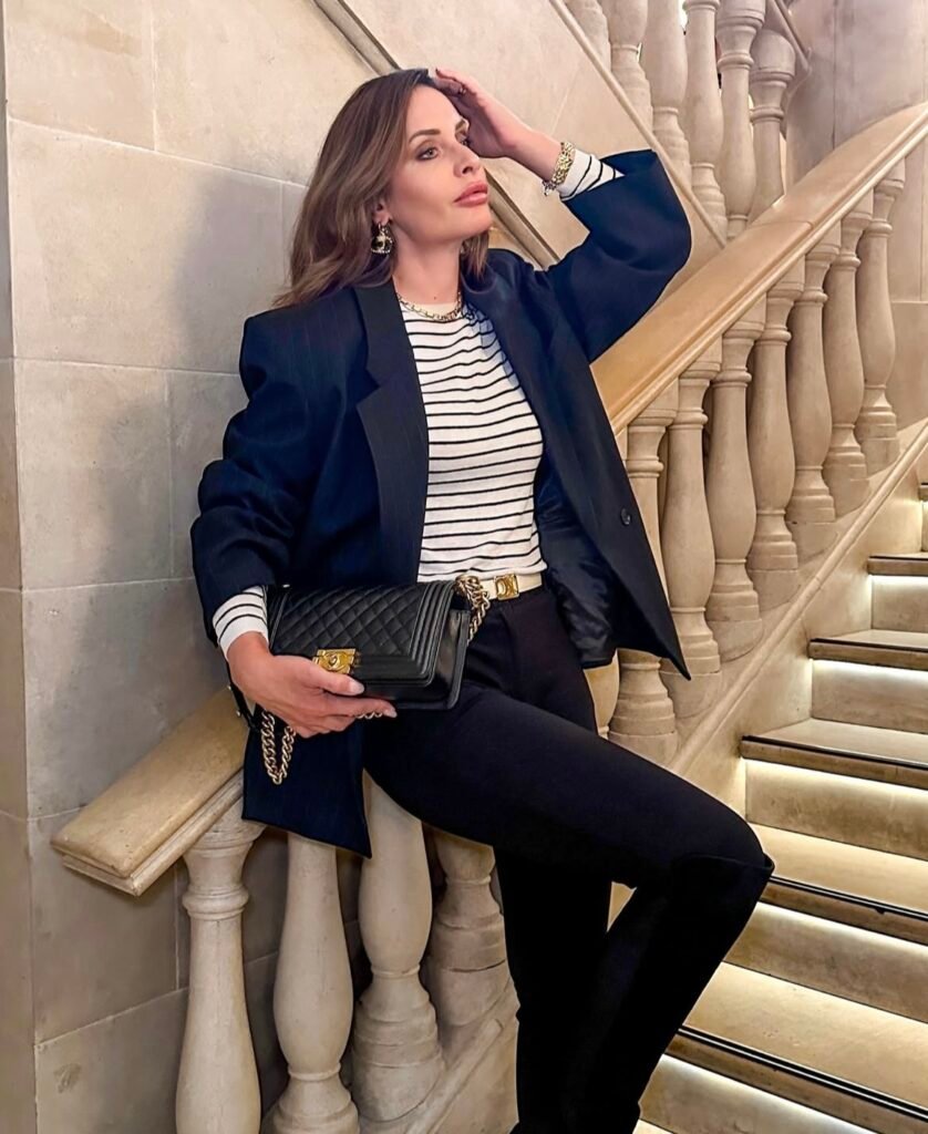 An outfit with knee-high boots.