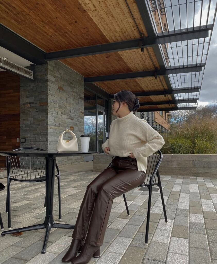 A leather pants outfit.