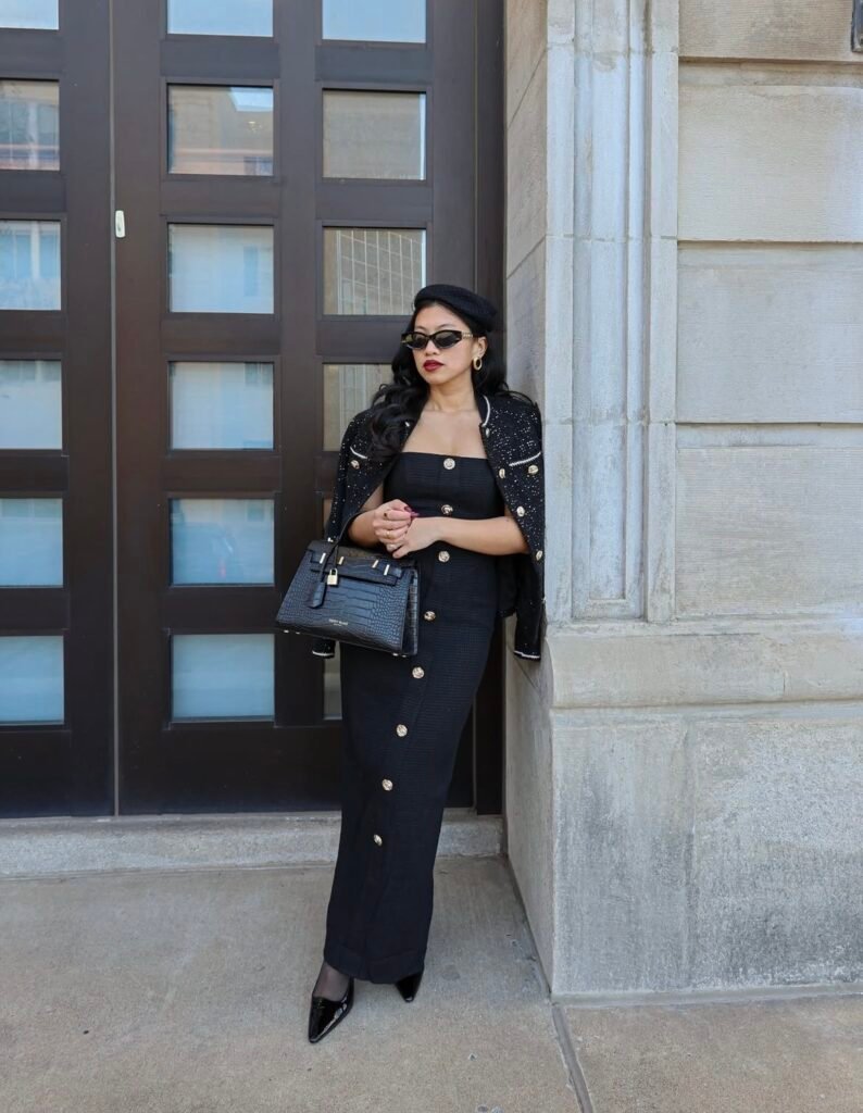 A black dress outfit.